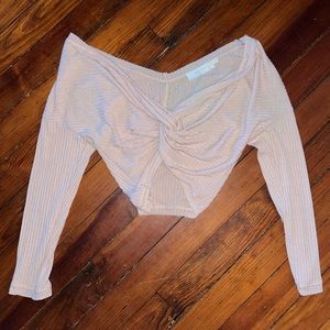 ASTR The Label light pink crop with knotted deep v-neck, size medium